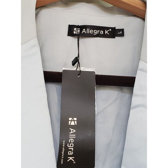 Allegra K Women's Sz L Blue Long Sleeve Blazer Jacket Button Satin Lapel NWT - Picture 5 of 6